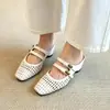 Medias Pantuflas Cerradas Retro para Mujer que Aumentan la Altura, Zuecos de Exterior Estilo Nuevo Verano 2026, Sandalias Tejidas Mary Jane