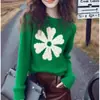 Nuevo Suéter de Punto con Cuello Redondo de Color Sólido Otoño/Invierno 2026 Moda Artística Floral Juvenil Holgado Estilo Coreano