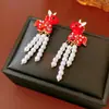 Brincos Vintage Esmaltados de Pônei com Borla de Pérola, Brincos Retrô da Moda, Brincos de Nicho de Luxo para Mulheres