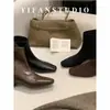 2026 Botines Ajustados Versátiles Botines de Tobillo de Moda Botines Cortos Negros Modelo Nuevo Cremallera Trasera Cuadrados Elásticos para Mujer Uso Diario Tacón Bajo