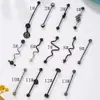 Pendientes de acero inoxidable 316L estilo punk transfronterizo nuevo, puente de oreja, pintura en aerosol degradado blanco y negro, puente de oreja, venta al por mayor