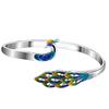 Pulseira de Pavão Prateada Artesanal Colorida Esmaltada Estilo Étnico Personalizado Cloisonné para Mãe Pulseira de Pavão Colorida