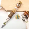 Tk nuevo estilo hueco colorido diamante redondo cuenta moda creativa perla cadena cuenta DIY cadena cuenta bolígrafo llavero trabajo pesado cuentas sueltas