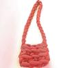 Tecido de Fio Central Europeu e Americano para Comércio Exterior Tiras de Tecido Tricô Manual DIY Bolsa de Tricô Fio Islandês Grosso Bolsa de Tricô com Listras Horizontais Bolsa de Ombro