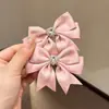Grampo de Cabelo Laço Cauda de Andorinha Rosa Doce Luxo Leve Estilo Francês Pequeno Presilha de Cabelo de Princesa Franja Presilha Bico de Pato