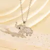 Collar con Colgante de Elefante con Diamantes Completos de Estilo Europeo y Americano, Creativo y Único, Diseño de Nicho, Colgante Animal Deslumbrante de Diseño Versátil