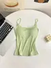 Chal Amarillo Crema de Chica Atrevida para Mujer, Ajustado, Adelgazante, Ropa Exterior con Almohadilla en el Pecho, Tirante de Hombro, Top de Verano Anti-reflejos sin Mangas Interior