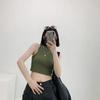 Meia gola alta menina sem mangas top feminino inss moda americano slim-fit colete cropped