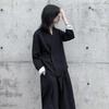 Yohji Yamamoto Design Japonês Estilo Diablo Senso de Design Top Solto para Terno Outono e Inverno Casual Casaco Curto Kimono Feminino