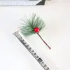 Amazon PVC simulación fruta roja Navidad corto burbuja roja bola roja aguja de pino verde caja de regalo decoración mini árbol de Navidad
