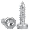 Tornillo autorroscante de cabeza cilíndrica de acero inoxidable 201, cabeza corta, cabeza ahuecada, ranura de ciruela, M3/M4/M5/M6