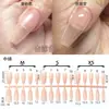 Puntas de Uñas Sin Costuras Mate de Doble Cara con Forma de Escalera de Color Sólido Color Nude Tiras de Uñas Hechas a Mano Uñas Portátiles