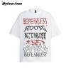 Camiseta de Manga Corta para Hombre y Mujer con Letra Retro Estilo Americano Verano Nuevo Marca de Moda Urbana Lavado Viejo Suelto Top para Pareja