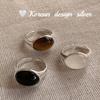 Joyería Estilo Ins de Industria Pesada Coreana Anillo Natural Oval Grande de Plata de Ley S925 Anillo Abierto Ajustable para Mujeres Alto