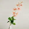 Flor de trompeta artificial de tallo largo, flor de seda para paisajismo, decoración de bodas, arreglos decorativos, flor de nicho, accesorio de fotografía, flor de trompeta con hojas