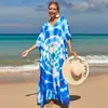 Camisa Protectora Solar de Playa Estampada de Rayón Europea y Americana al por Mayor, Vestido Sexy Holgado de Vacaciones, Cubre Traje de Baño Bikini