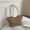 Bolso Tote Grande de Textura Tejida Estilo Europeo Bolso de Hombro Único Simple Versátil Bolso de Mano Retro para el Viaje Diario de la Mujer