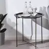 Mesa de Centro Quarto Mesa de Cabeceira Ferro Forjado Mesa Lateral de Sofá Varanda Criativa Mini Simples Pequena Mesa Redonda Atacado Escandinava Dobrável