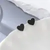 Pendientes Jingxu de Plata de Ley 925 con Forma de Corazón, Incrustados con Ágata Negra, Pendientes y Collar, Lujo Accesible Ins, Set de Gama Alta