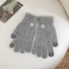 Luvas de Dedo Dividido Inverno Feminina Nova Quente Cor Sólida Fofa Ciclismo à Prova de Frio Toque de Lã Tela Sensível ao Toque Luvas Femininas Tricotadas