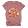 Amazon eBay sitio independiente moda personalizada mujer cuadros estampado leopardo lazo calabaza cuello redondo manga corta camiseta