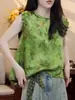 Ropa de Mujer de Estilo Chino Nuevo de Verano, Blusa Qipao de Jacquard de Rayón con Cuello Alto, Top de Lujo sin Mangas Retro de Gama Alta