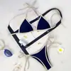 Traje de Baño Estilo Europeo y Americano para Playa de Aguas Termales Amazon, Nuevo Traje de Baño de Dos Piezas al por Mayor para Mujer, Bloques de Color Negro