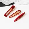 Grampo de cabelo Angkor Red Irregular Alloy Drop Glaze Hairpin Cabelo quebrado Grampo de cabelo Front Side Bangs Clipe Duckbill Par de grampos