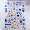 Adesivos 5D Embossed 3D Coração Doce Laço para Unhas Jeans Azul Ursinho Auxiliar para Nail Art Adesivos para Diário