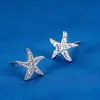 Pendientes Únicos y Hermosos de Estrella de Mar Brillante con Circonita, Versátiles Pendientes de Estilo Lujo Ligero para el Verano para Mujer