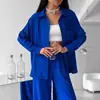 2026 Conjunto de Pantalón Ancho Casual de Color Sólido con Bolsillos y Cárdigan para Mujer Europeo y Americano Amazon