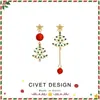 Pendientes de Navidad con Borla de Estrella de Cinco Puntas, Pendientes Lindos y Dulces de Otoño e Invierno, Versátiles y Elegantes, Clips para Orejas sin Perforar para Mujer