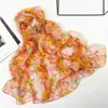 Lenço de Seda Colorido com Bolinhas Transfronteiriço para Mulheres 50*160 Lenço Longo Versátil Lenço de Gaze com Aparência de Seda Estilo Coreano Lenço Fino