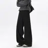 NASA SOBRE Pantalones de Algodón y Lino Color Café Maillard Estilo Old Money para Hombre Corte Relajado Cinturón Ancho Grande Pierna Recta Ancha