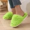 Pantuflas Peludas Populares Transfronterizas para Otoño e Invierno, Pantuflas de Interior de Suela Gruesa Estilo Coreano, Venta al por Mayor de Fabricantes, Pantuflas Peludas de Casa de Moda