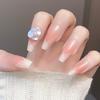 Uñas Portátiles Populares de Xiaohongshu, Uñas Manicura Ojo de Gato con Pedrería de Alta Gama, Uñas Portátiles de Lujo Puro Deseo Largas y Accesibles