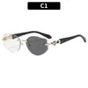 Gafas de sol poligonales de moda con biselado sin montura para mujer, estilo callejero personalizado transfronterizo, gafas de sol fotocromáticas