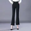 8132 Trompeta de Nueve Puntos Pantalones Casuales de Base Pantalones de Mamá Micro-elásticos Elásticos de Primavera Cintura Alta Talla Grande Pantalones Finos de Moda para Mujeres de Mediana Edad