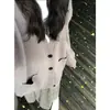 Suéter cárdigan chaqueta de punto suelto de longitud media estilo casual retro japonés nuevo con cuello en V para mujer, primavera y otoño, gris claro