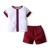 Amazon comércio exterior transfronteiriço roupas infantis 2021 verão novo estilo acadêmico meninos manga curta poliéster algodão camisa calça casual conjunto