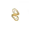 Anillo Popular de Diseño de Línea Geométrica Acero Inoxidable Chapado en Oro de 18 Quilates Simple Abierto Ajustable Anillo de Estilo Metálico para Mujeres