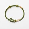 Novo nó chinês de oito caracteres tecido à mão, nó chinês étnico, pulseira de flor de pêssego, contas da sorte, acessórios dourados, cordão de mão