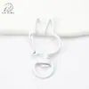 Anillo Abierto de Conejo con Orejas Puntiagudas de Aleación Pintada Cierre de Resorte Anillo de Resorte Llavero DIY Colgante Llavero de Conejo