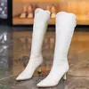 Botas Acima do Joelho para Mulheres com Salto Fino, Novo Estilo Outono e Inverno 2026, Bico Fino Salto Alto, Botas Longas Versáteis, Elegantes Botas Slim Elásticas