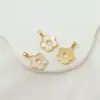 Retenção Forte de Cor Banhado a Ouro 18K Zircônia Incrustada Madrepérola Girassol Concha Oval Borboleta Pingente Acessórios de Joias DIY Feitos à Mão