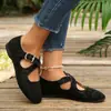 Zapatos planos sin cordones con tiras cruzadas de estampado de leopardo, nuevo estilo verano 2026, zapatos casuales planos poco profundos para mujer