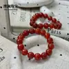 Suministro directo de fábrica de pulseras de ágata de escamas de dragón rojas, ágata rojo de patrón completo de escamas de dragón, joyería de estilo chino, accesorios de mano de jade para parejas