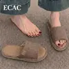 Chinelos simples de linho para mulheres, novo modelo 2026, adequados para todas as estações, chinelos de linho silenciosos antiderrapantes para casa, chinelos de linho para casais atacado