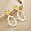 Pendientes Ovalados Huecos Irregulares de Bloques de Color con Textura Mate Única para Mujer, Estilo Minimalista de Alta Gama