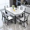 Mesa de comedor para uso doméstico, mesa de comedor de losa de roca brillante, lujo ligero italiano, extensible y convertible en mesa redonda, mesa de comedor cuadrada-redonda de doble uso minimalista moderna
